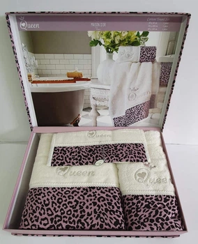 Рушники Maison d'or 3шт Queen Ecru Dark Burgundy