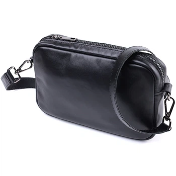 Сумка кросс-боди из гладкой кожи SHVIGEL 22841 21х13,5х5 см Черный