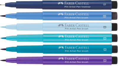 Набір лайнерів Faber-Castell для каліграфії сині відтінки 6 шт (4005402671236)