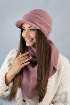 Зимовий комплект кепка Жокейка і косинка BRAXTON 5510-5 темна пудра 56-58р