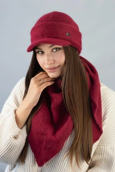 Зимовий комплект кепка Жокейка і косинка BRAXTON 5510-5 бордовий 56-58р