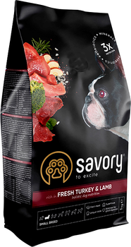 Сухой корм для собак малых пород Savory Small Breed rich in Fresh Turkey and Lamb со свежим мясом индейки и ягнятиной 1 кг (4820232630341)