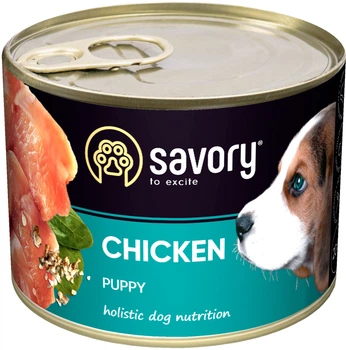 Вологий корм Savory для цуценят з куркою