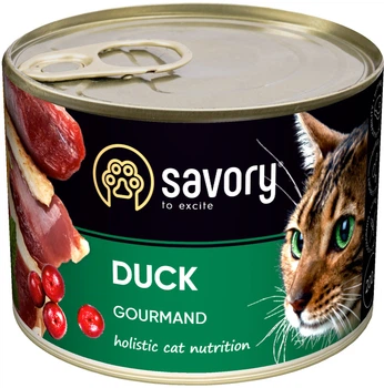 Вологий корм Savory для котів з качкою 200 г