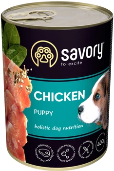 Вологий корм Savory для цуценят з куркою
