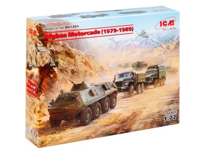 Сборная модель Урал-375А, Урал-375Д, АТЗ-5-375 и БТР-60ПБ в Афганистане (1979-1989 гг.) ICM (DS7201)