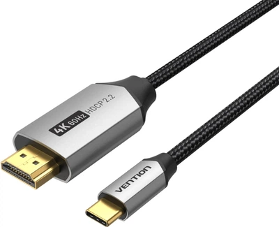Кабель Vention USB 3.1 Type-C M - HDMI M, 1.5m 4K 60 Гц Thunderbolt 3 HDCP2.2 PVC Black (CRBBG)