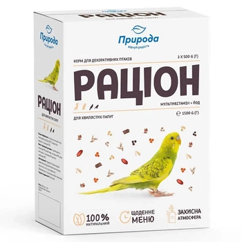 Корм Природа Рацион Мультивитамин + Йод для волнистых попугаев 1.5кг (4820157400821)