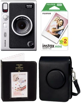 Набор Fujifilm INSTAX MINI EVO Hybrid Black черная фотокамера мгновенной печати / картриджи 20 фото / чехол черный / фотоальбом / подарочная упаковка