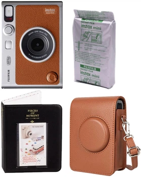 Набор Fujifilm INSTAX MINI EVO Hybrid Brown фотокамера мгновенной печати / картридж 10 фото / чехол коричневый / фотоальбом