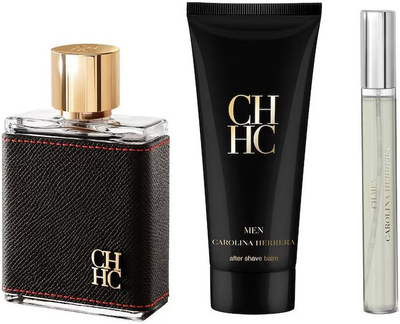 Zestaw prezentowy dla mężczyzn Carolina Herrera Ch Men Woda toaletowa 100 ml + Miniaturka Woda toaletowa 10 ml + Balsam po goleniu 100 ml (8411061102091)