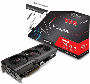 Видеокарта Sapphire Pulse Radeon RX 6800 XT, 256-bit, HDMI 2.1/DP, 16GB GDDR6, RDNA 2, DirectX 12 Ultimate, Tri-X Cooling, OC Graphics Card (RX 6800 XT Pulse)