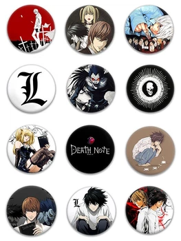 Значки аниме Треос "Тетрадь смерти" Death Note - набор 12 шт. (Арт. 135323)