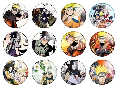 Значки аниме Треос "Naruto" (Наруто) - набор 12 шт. (Арт. 135582)