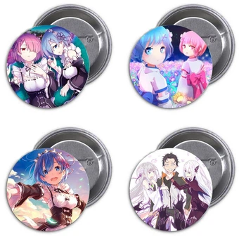 Значки аниме Треос "Re: Zero - Начать с нуля в другом мире" - набор 4 шт. (Арт. 135054)