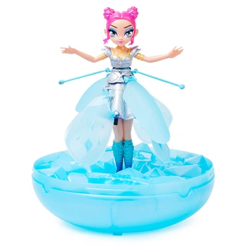 Інтерактивна казкова лялечка - фея Hatchimals FlyingPixie CrystalPopStar з підставкою блакитна