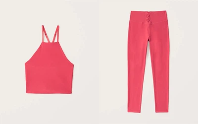 Спортивный комплект Abercrombie & Fitch (топ, леггинсы) AF9136W M Коралловый