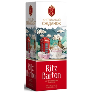 Чай Ritz Barton Англійський сніданок Чорний байховий 25 пакетиків по 1.8 г (4820279611013)
