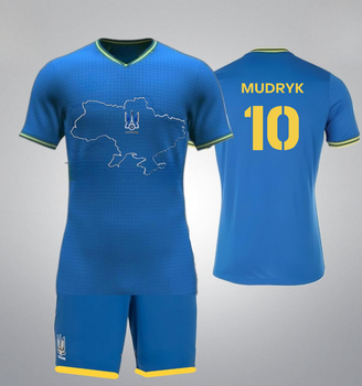 Футбольна форма дитяча Lion Mudryk (Мудрик) 10 збірної України 24/25, розмір 20 на зріст 115-125 см., синя (TNC-10-20)