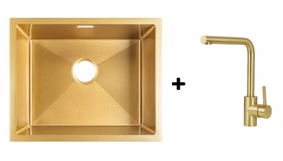 Комплект Gunter&Hauer: Кухонная мойка Ruwer 5522 Gold + Cмеситель JUWEL Gold