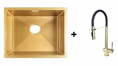 Комплект Gunter&Hauer: Кухонна мийка Ruwer 5522 Gold + Змішувач EDEL Gold