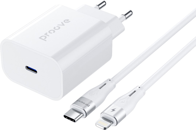 Мережевий зарядний Proove Rapid 20W (Type-C) + Кабель Type-C to Lightning White (546770003)