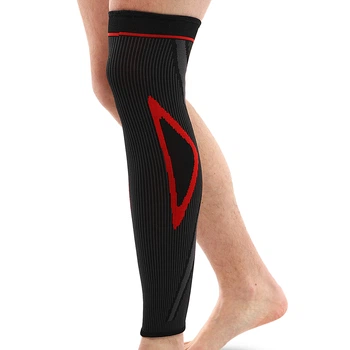 Бандаж эластичный удлинённый компрессионный на голень и колено Knee compression sleeve Sibote ST-7218 One Size Черный