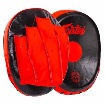 Лапа Вигнута кругла (2шт) шкіряна FAIRTEX BO-9483 (кріплення на липучці, р-р 20x17x4.5см, Чорний-червоний) (BO-9483_Чорно-червоний)