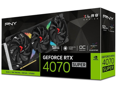 Відеокарта PNY RTX 4070 SUPER 12GB XLR8 Gaming VERTO EPIC-X RGB OC (VCG4070S12TFXXPB1-O) (GDDR6X, 192 bit, PCI-E 4.0 x16)