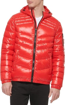 Куртка-пуховик зимняя GUESS Mid-Weight Puffer Jacket з капюшоном Color: Legacy Crimson Размер: 2XL