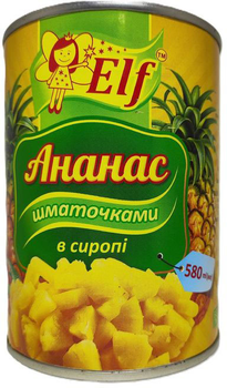 Ананас кусочками в сиропе Elf 580 мл (4820169831491)