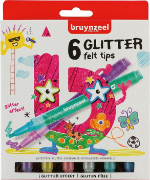 Набір фломастерів Bruynzeel Glitter 6 кольорів (8712079421007)