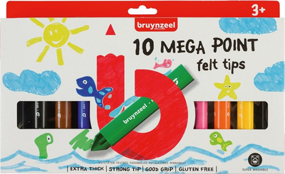 Набір фломастерів Bruynzeel Mega Point 10 кольорів (8712079420918)