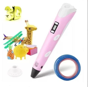 3D ручка з LCD дисплеєм 3D-Pen 3D принтер для малювання з трафаретом Рожева