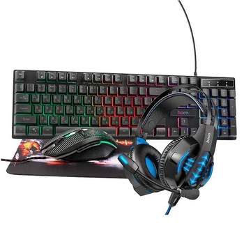 Игровой набор клавиатура+мышь+коврик+наушники с подсветкой HOCO DI54 Luster keyboard mouse headset set
