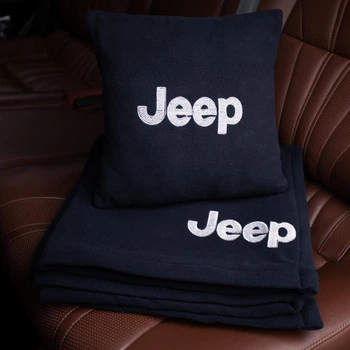 Флисовый набор плед с подушкой черный Jeep, AUTO COMFORT