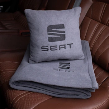 Флисовый набор плед с подушкой серый SEAT, AUTO COMFORT