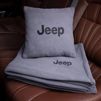 Флисовый набор плед с подушкой серый Jeep, AUTO COMFORT