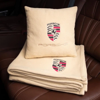 Флисовый набор плед с подушкой бежевый PORSCHE, AUTO COMFORT