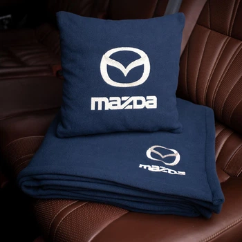 Флисовый набор плед с подушкой синий MAZDA, AUTO COMFORT