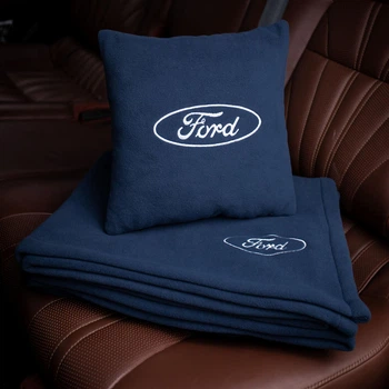 Флисовый набор плед с подушкой синий Ford, AUTO COMFORT