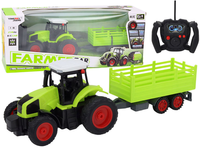 Traktor zdalnie sterowany LEAN Toys z przyczepą 1:16 Zielony (5905679077085)