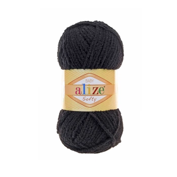 Пряжа для вязания Alize Softy, алізе софті, алізе софті чорний 60
