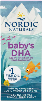 Olej rybny i omega Nordic Naturals Baby's Dha Fish Oil z witaminą D3 60 ml (0768990891021)