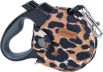 Smycz automatyczna Amiplay Safari Infini z obudową M 5 m 15 kg Panterka (5907563272316)