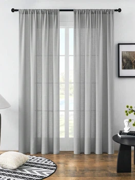 Комплект тюлей Лен Лайт Lux Portiery 150х270 - 2 шт Светло-серый (TL3577)