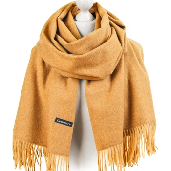 Жіночий кашеміровий, елегантний шарф, теплий, зимовий Fanabella Cashmere жовтогарячий 70 х 200 см (D23Nr13)