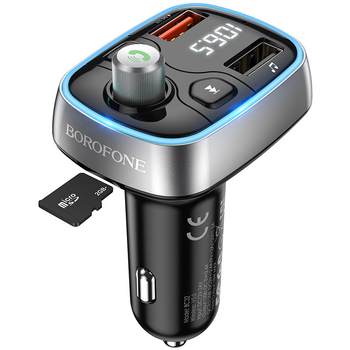 Автомобильный FM-Трансмиттер модулятор в машину Bluetooth BOROFONE BC32 |2USB 2.4A| Черный