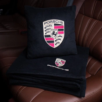 Флисовый набор плед с подушкой черный PORSCHE, AUTO COMFORT