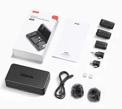 Беспроводной двойной микрофон Ulanzi A100 с Type-C для iPhone 15, 16, 17, Air, Pro, Pro Max Android, петличный мини микрофон 3.5mm